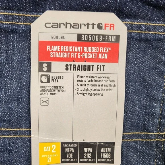 Carhartt Mens 34x30 FR Rugged Flex Straight Fit Flame Resistant Jeans 105069 NWT